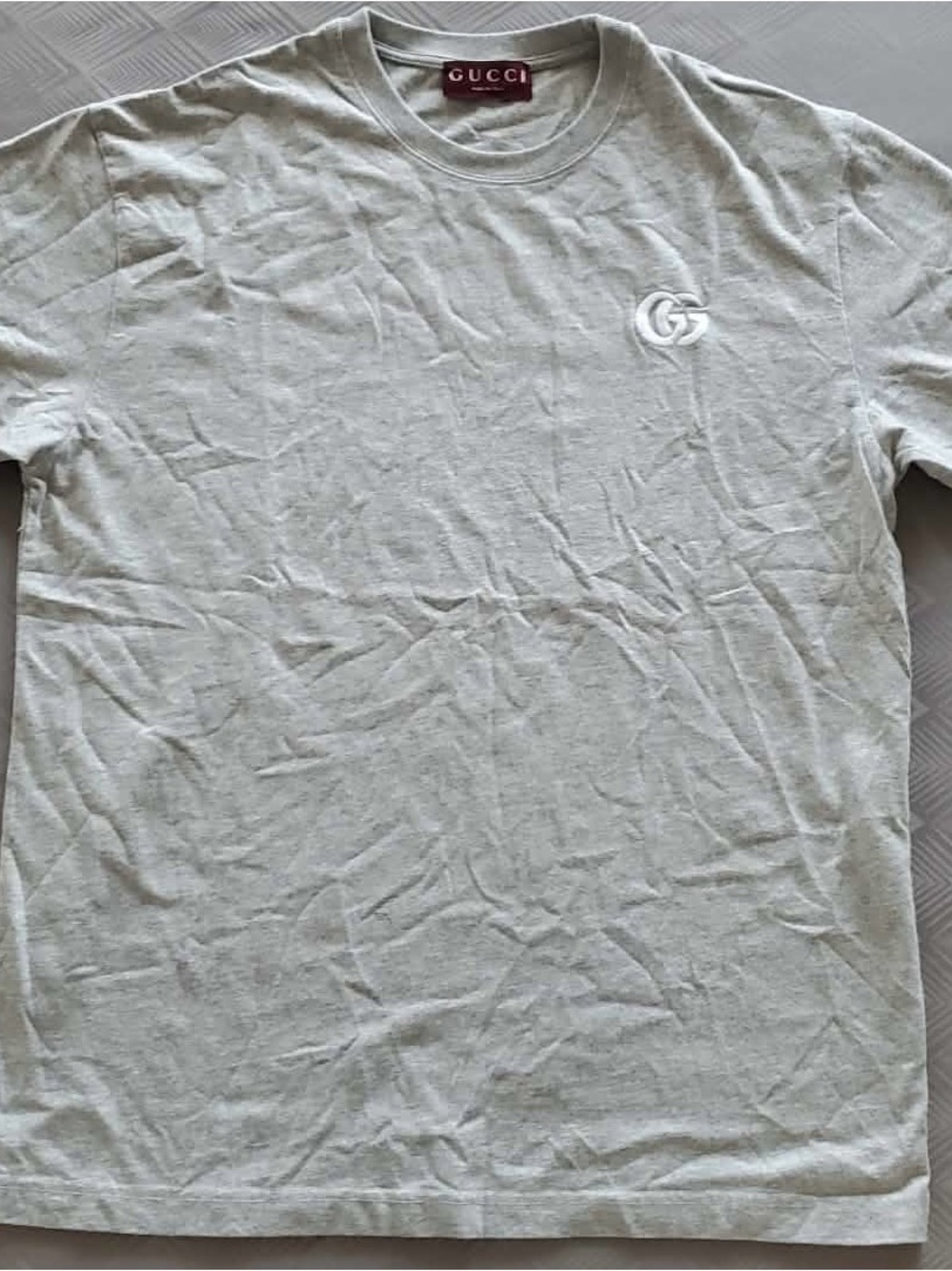 Gucci Light Gray Short-Sleeve Logo Tee